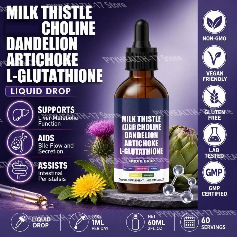 Herbal Wellness Liquid - Milk Thistle Liquid Drops Choline Dandelion