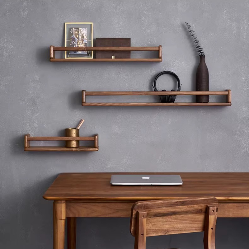 Herbal Wellness Book - Solid Wood Wall Mounted Shelf Walnut