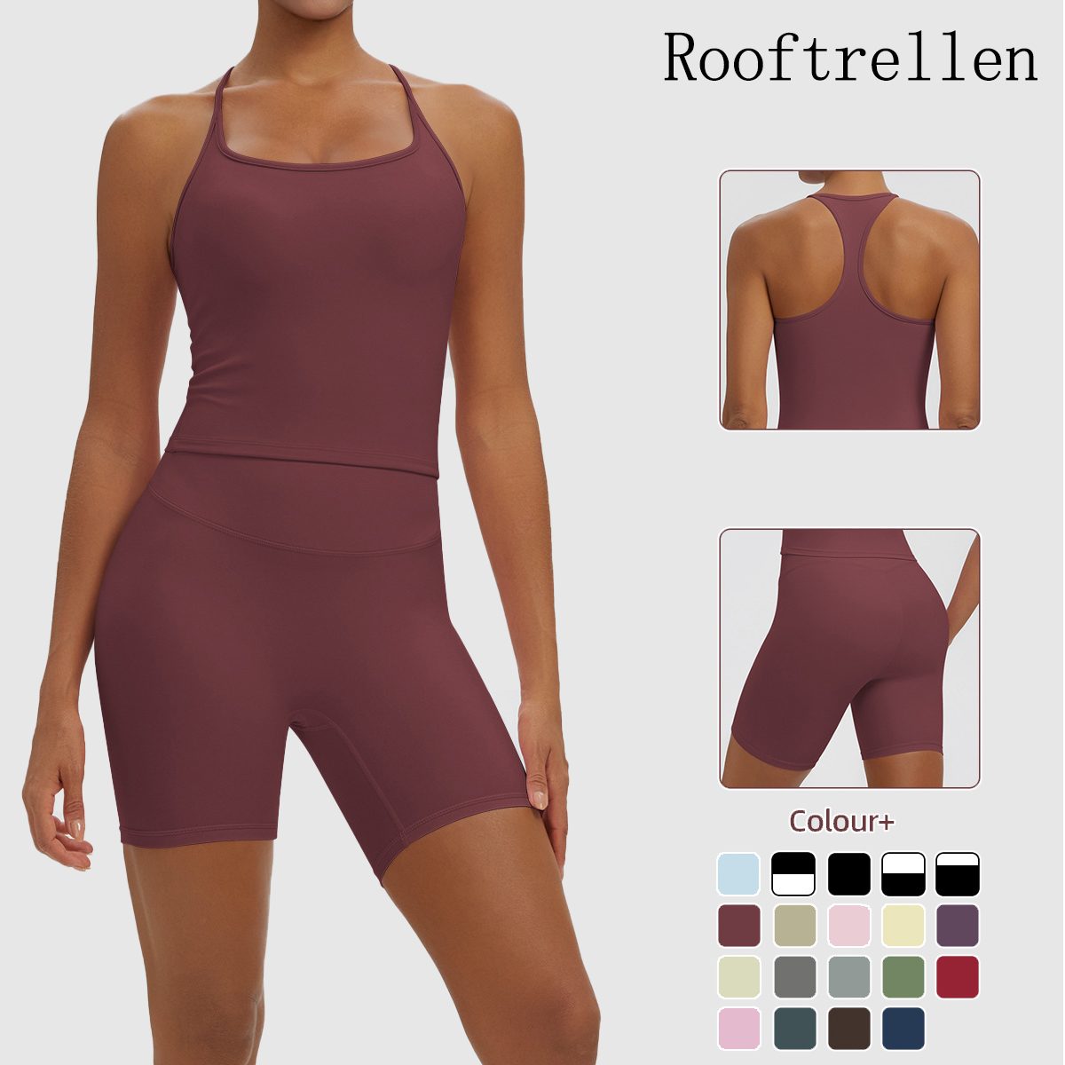 Herbal Yoga - Rooftrellen 2PCS Sexy Solid Color Yoga